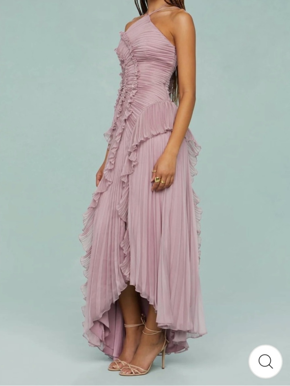 Pleated Ruffle Maxi Dress - Dusty Lilac